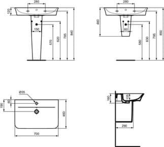 IDEAL STANDARD Connect Air nástěnný sloupek #E0309MA - Bílá (Alpine) s Ideal Plus, obrázek 3