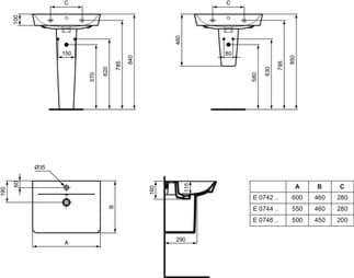 IDEAL STANDARD Connect Air nástěnný sloupek #E0309MA - Bílá (Alpine) s Ideal Plus, obrázek 5