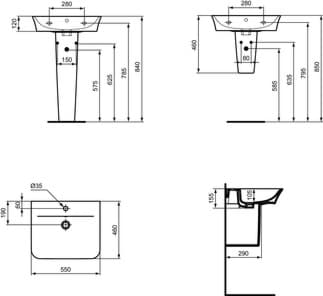 IDEAL STANDARD Connect Air nástěnný sloupek #E0309MA - Bílá (Alpine) s Ideal Plus, obrázek 12