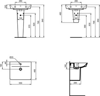IDEAL STANDARD Connect Air nástěnný sloupek #E0309MA - Bílá (Alpine) s Ideal Plus, obrázek 15