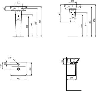 IDEAL STANDARD Connect Air nástěnný sloupek #E0345MA - Bílá (Alpine) s Ideal Plus, obrázek 5