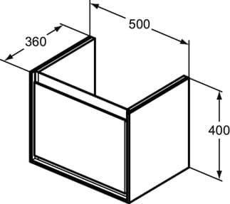 IDEAL STANDARD Connect Air toaletní skříňka 500x360mm, s 1 výsuvnou zásuvkou s měkkým zavíráním #E0817EQ - Světle šedá lesklá / bílá matná