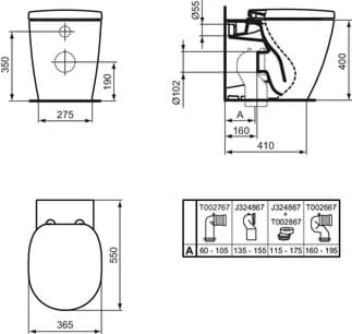 IDEAL STANDARD Connect Washdown WC s technologií AquaBlade #E0524MA - White (Alpine) s Ideal Plus