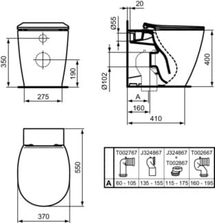 IDEAL STANDARD Connect Washdown WC s technologií AquaBlade #E0524MA - White (Alpine) s Ideal Plus, obrázek 8