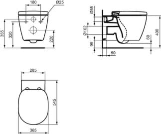 IDEAL STANDARD Závěsné WC Connect s technologií AquaBlade #E047901 - Bílá (Alpine), obrázek 2