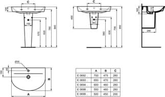 IDEAL STANDARD Connect Air umyvadlo 550x460mm, s 1 otvorem pro baterii, s otvorem pro přepad (kulatý) #E0698MA - Bílá (Alpine) s Ideal Plus, obrázek 7