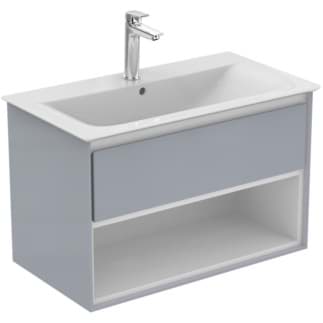 IDEAL STANDARD Connect Air toaletní skříňka 800x440 mm, s 1 výsuvnou deskou s měkkým zavíráním #E0827EQ - Světle šedá lesklá / bílá matná