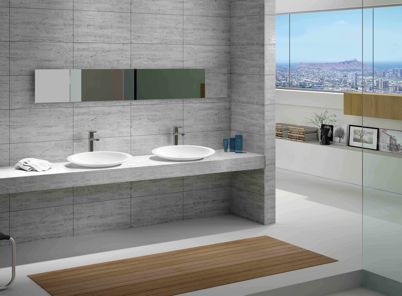 KREINER PREMIUM umyvadlo z umělého kamene na desku 1005 - bílá lesklá