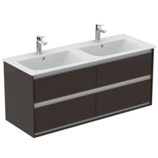 IDEAL STANDARD Dvojitá toaletní skříňka Connect Air 1200x440 mm, se 4 výsuvy s měkkým zavíráním #E0822VY - hnědá matná / bílá matná