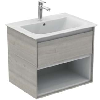 IDEAL STANDARD Connect Air toaletní skříňka 600x440 mm, s 1 výsuvnou zásuvkou s měkkým zavíráním #E0826PS - dekor dub šedý / bílá matná