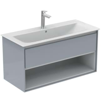 IDEAL STANDARD Connect Air toaletní skříňka 1000x440 mm, s 1 výsuvnou deskou s měkkým zavíráním #E0828EQ - Světle šedá lesklá / bílá matná