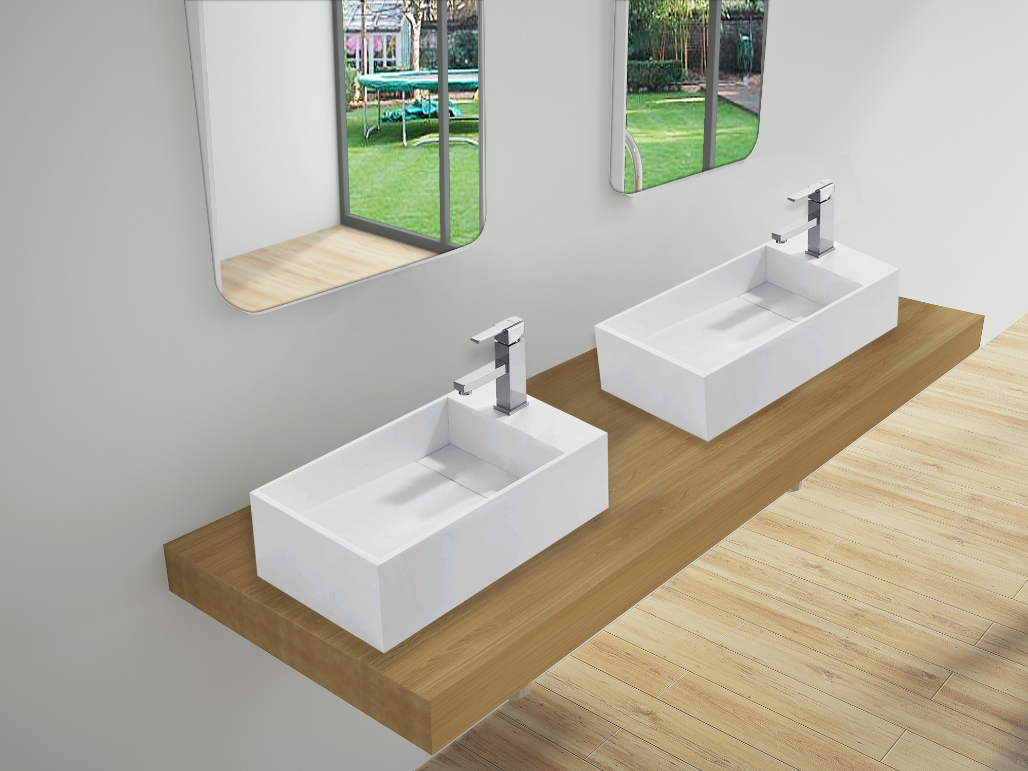 KREINER PREMIUM umyvadlo z umělého kamene na desku 2006 - bílá lesklá