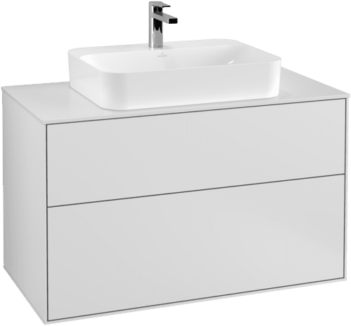 VILLEROY BOCH Toaletní skříňka Finion, 2 výsuvy, 1000 x 603 x 501 mm, bílý matný lak / sklo bílé matné #F35100MT, obrázek 1