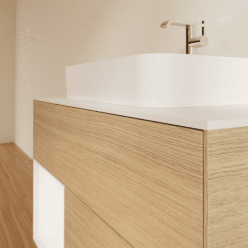VILLEROY BOCH Toaletní skříňka Finion, s osvětlením, 2 výsuvy, 1000 x 603 x 501 mm, dubová dýha / bílý matný lak / sklo bílé matné #F361MTPC, obrázek 6