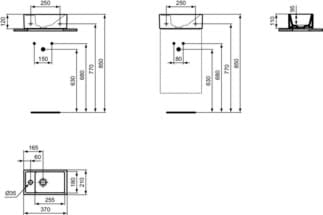 IDEAL STANDARD Umyvadlo Ideal Standard i.life S 370x210 mm, s 1 otvorem pro baterii, bez přepadu #E2113V3 - černé, obrázek 5