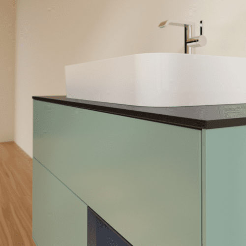 VILLEROY BOCH Toaletní skříňka Finion, s osvětlením, 2 výsuvy, 1000 x 603 x 501 mm, olivový matný lak / půlnoční modrý matný lak / černé matné sklo #F372HGGM, obrázek 6