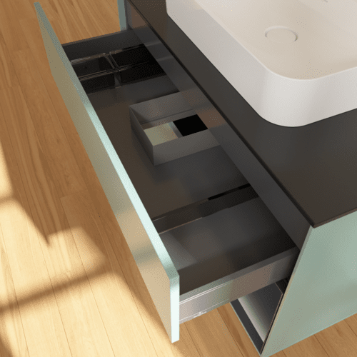 VILLEROY BOCH Toaletní skříňka Finion, s osvětlením, 2 výsuvy, 1000 x 603 x 501 mm, olivový matný lak / půlnoční modrý matný lak / černé matné sklo #F372HGGM, obrázek 8
