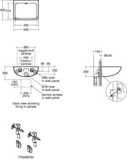 IDEAL STANDARD Contour 21+ umyvadlo 500x400 mm, bez otvoru pro baterii, bez přepadu #E2327HY - Bílá (SmartGuard)