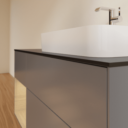 VILLEROY BOCH Toaletní skříňka Finion, s osvětlením, 3 výsuvy, 1200 x 603 x 501 mm, antracitový matný lak / dubová dýha / černé matné sklo #F392PCGK, obrázek 6