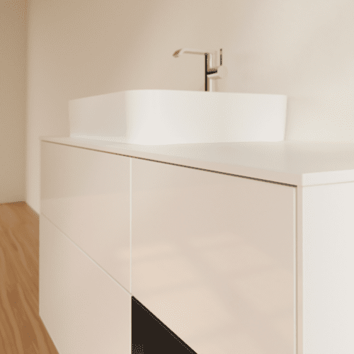 VILLEROY BOCH Toaletní skříňka Finion, s osvětlením, 3 výsuvy, 1200 x 603 x 501 mm, lesklý bílý lak / černý matný lak / sklo bílé matné #F401PDGF, obrázek 6