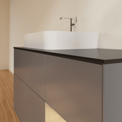 VILLEROY BOCH Toaletní skříňka Finion, s osvětlením, 3 výsuvy, 1200 x 603 x 501 mm, antracitový matný lak / dubová dýha / černé matné sklo #F402PCGK, obrázek 6