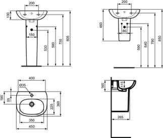 IDEAL STANDARD Connect wall pillar #E711401 - White (Alpine), obrázek 2