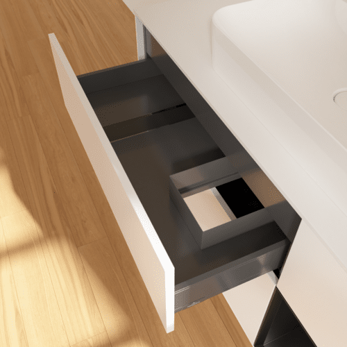VILLEROY BOCH Toaletní skříňka Finion, s osvětlením, 3 výsuvy, 1200 x 603 x 501 mm, bílý matný lak / černý matný lak / bílé matné sklo #F421PDMT, obrázek 8