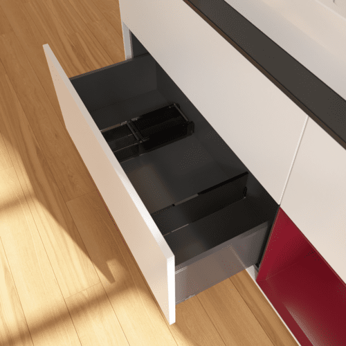 VILLEROY BOCH Toaletní skříňka Finion, s osvětlením, 3 výsuvy, 1200 x 603 x 501 mm, bílý matný lak / pivoňkový matný lak / černé matné sklo #F422HBMT, obrázek 7