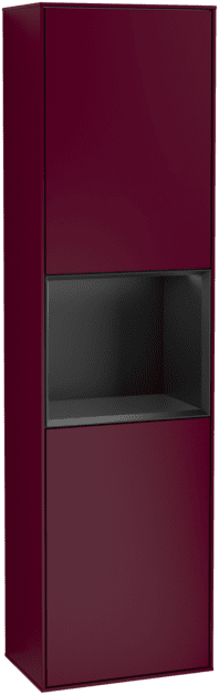 VILLEROY BOCH Vysoká skříňka Finion, s osvětlením, 2 dveře, 418 x 1516 x 270 mm, matný lak Pivoňka / černý matný lak #F460PDHB