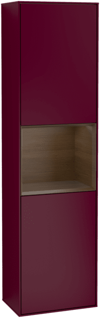 VILLEROY BOCH Vysoká skříňka Finion, s osvětlením, 2 dveře, 418 x 1516 x 270 mm, matný lak Peony / ořechová dýha #F470GNHB