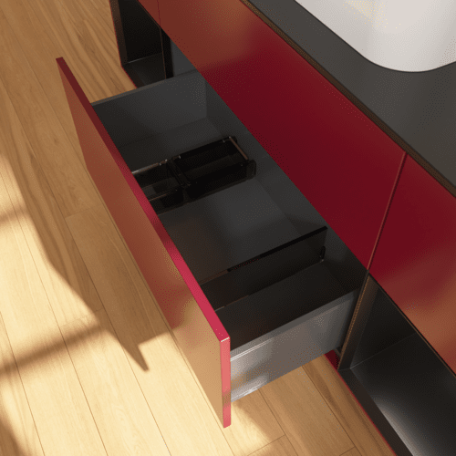 VILLEROY BOCH Toaletní skříňka Finion, s osvětlením, 4 výsuvy, 1600 x 603 x 501 mm, Peony Matt Lacquer / Black Matt Lacquer / Glass Black Matt #F452PDHB, obrázek 5