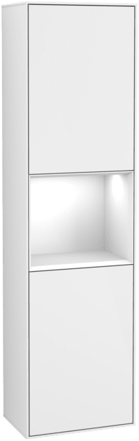 VILLEROY BOCH Vysoká skříň Finion, s osvětlením, 2 dveře, 418 x 1516 x 270 mm, lesklý bílý lak / lesklý bílý lak #F470GFGF