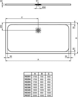 IDEAL STANDARD Obdélníková sprchová vanička Ultra Flat S 1800x900 mm, v jedné rovině s podlahou #K8306FR - Carrara bílá, obrázek 2