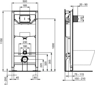 IS předstěnový prvek ProSys 120M pro závěsné WC #R009467, obrázek 4