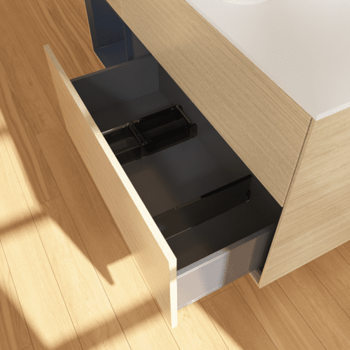 VILLEROY BOCH Toaletní skříňka Finion, s osvětlením, 3 výsuvy, 1200 x 603 x 501 mm, dubová dýha / půlnočně modrý matný lak / bílé matné sklo #F701HGPC, obrázek 5