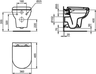 IDEAL STANDARD WC balíček Exacto RimLS+ #R002601 - Bílá (Alpine), obrázek 3