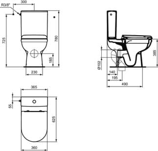 IDEAL STANDARD WC sada Exacto bez splachovacího ráfku #R006901 - Bílá (Alpine), obrázek 2