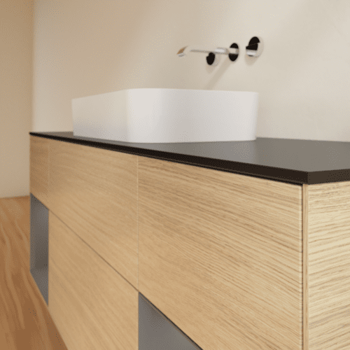 VILLEROY BOCH Toaletní skříňka Finion, s osvětlením, 4 výsuvy, 1600 x 603 x 501 mm, dubová dýha / antracitový matný lak / černé matné sklo #F742GKPC, obrázek 6