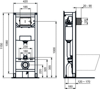IDEAL STANDARD Předstěnový prvek ProSys WC, 120M #R015467 - Neutrální, obrázek 3