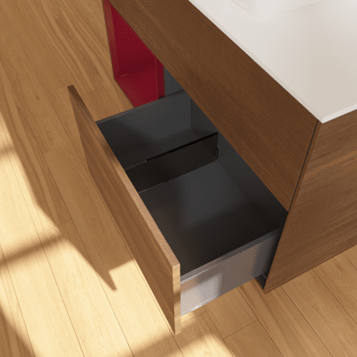 VILLEROY BOCH Toaletní skříňka Finion, s osvětlením, 2 výsuvy, 1000 x 603 x 501 mm, ořechová dýha / matný lak Pivoňka / matné bílé sklo #F771HBGN, obrázek 7