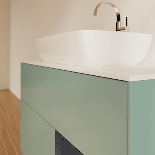 VILLEROY BOCH Toaletní skříňka Finion, s osvětlením, 2 výsuvy, 1000 x 603 x 501 mm, olivový matný lak / půlnoční modrý matný lak / bílé matné sklo #F781HGGM, obrázek 6