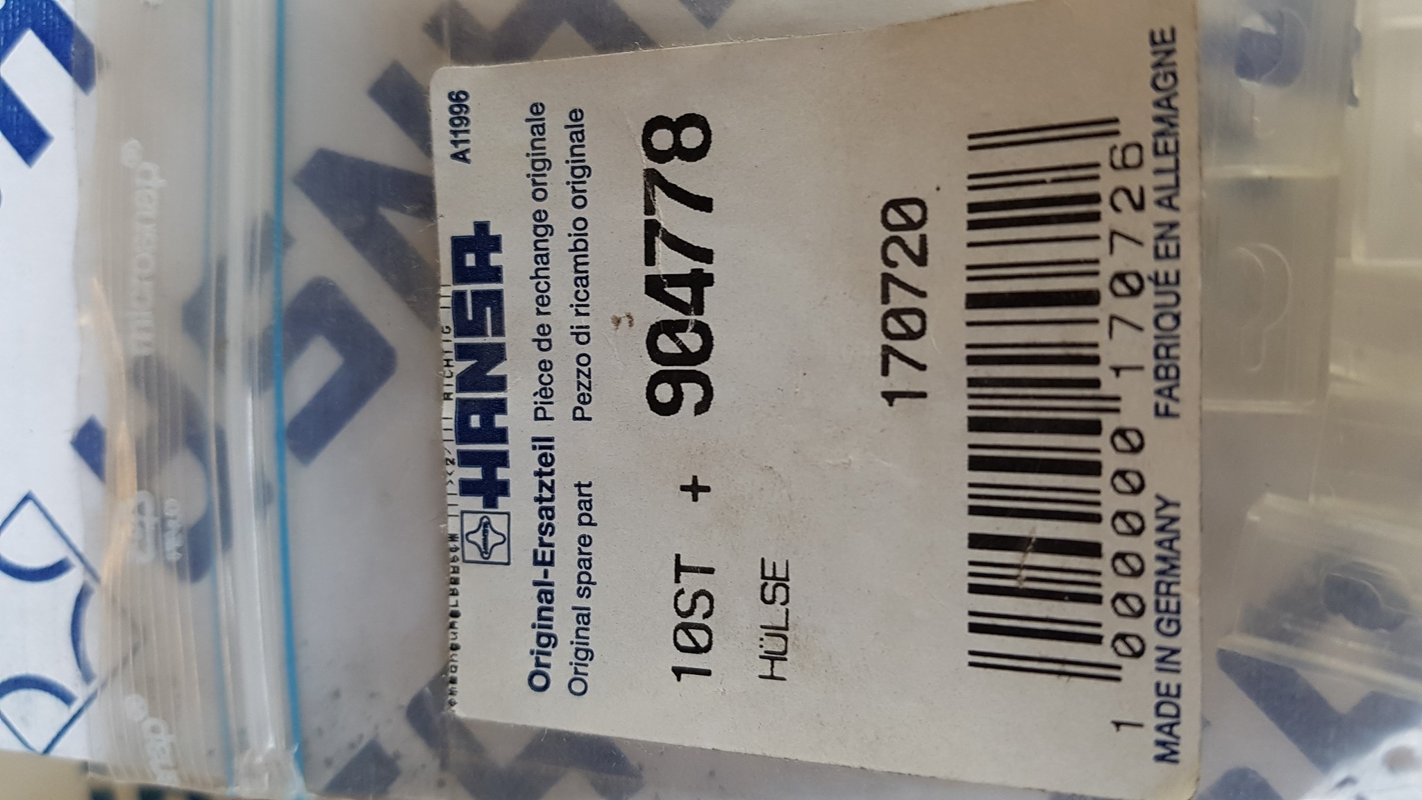 HANSA objímka  904778 nové číslo 59904778