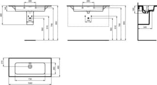 IDEAL STANDARD Strada II nábytkové umyvadlo 1040x460mm, bez otvoru pro baterii, s otvorem pro přepad (štěrbinové) #T363501 - Bílá (Alpine), obrázek 5