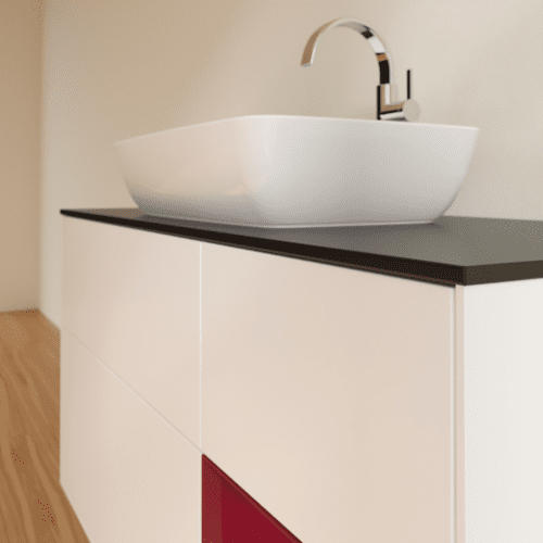 VILLEROY BOCH Toaletní skříňka Finion, s osvětlením, 3 výsuvy, 1200 x 603 x 501 mm, bílý matný lak / pivoňkový matný lak / černé matné sklo #F832HBMT, obrázek 6