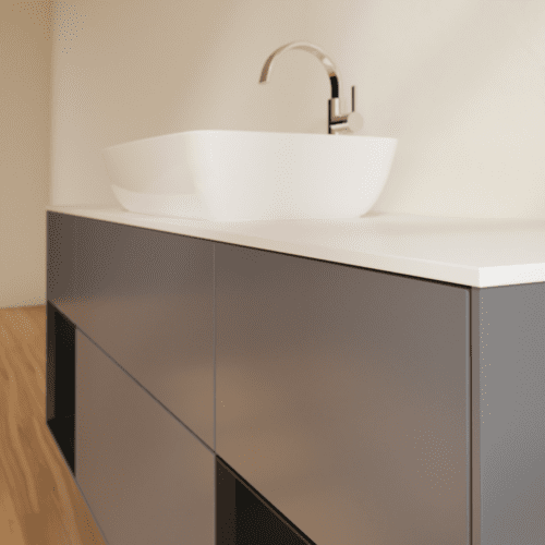 VILLEROY BOCH Toaletní skříňka Finion, s osvětlením, 4 výsuvy, 1600 x 603 x 501 mm, antracitový matný lak / černý matný lak / bílé matné sklo #F861PDGK, obrázek 6