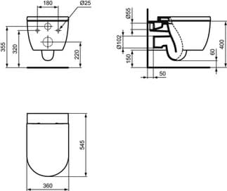 IDEAL STANDARD Závěsné WC Blend Curve s technologií AquaBlade #T3749MA - Bílá (Alpine) s Ideal Plus, obrázek 5