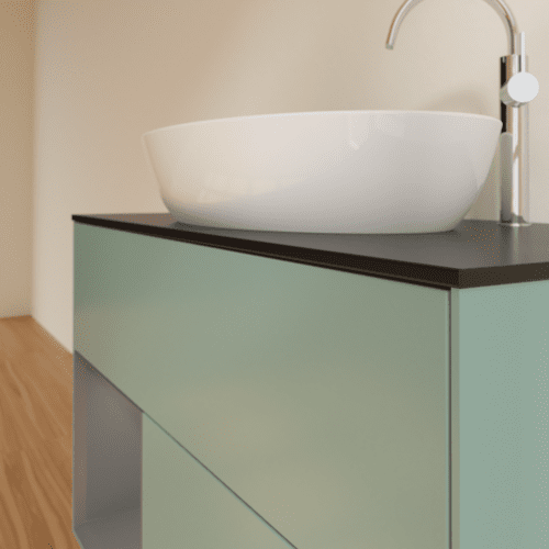VILLEROY BOCH Toaletní skříňka Finion, s osvětlením, 2 výsuvy, 1000 x 603 x 501 mm, olivový matný lak / antracitový matný lak / černé matné sklo #F892GKGM, obrázek 6