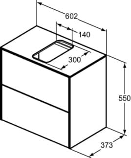 IDEAL STANDARD Toaletní skříňka Conca 602x373 mm, se 2 výsuvnými zásuvkami push-open (soft-close), s umyvadlovou deskou #T3946Y4 - fládrovaný dub