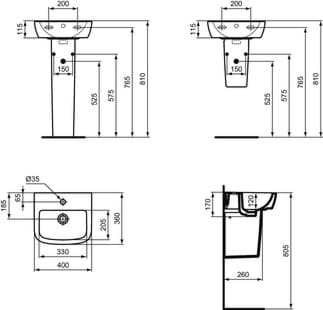 IDEAL STANDARD Nástěnný sloupek Eurovit Plus bílý (Alpine) T426701, obrázek 6