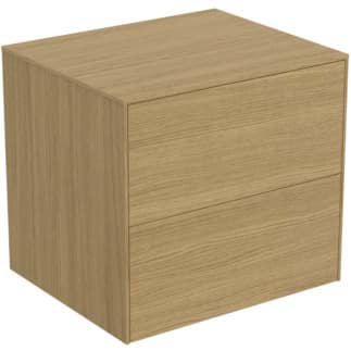 IDEAL STANDARD Toaletní skříňka Conca 602x505 mm, se 2 výsuvnými zásuvkami s tichým zavíráním, s umyvadlovou deskou #T4321Y6 - světlý dub